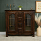 Solid Dark Oak Glazed Bookcase/Display Cabinet with Drawers - Ludwik Styl