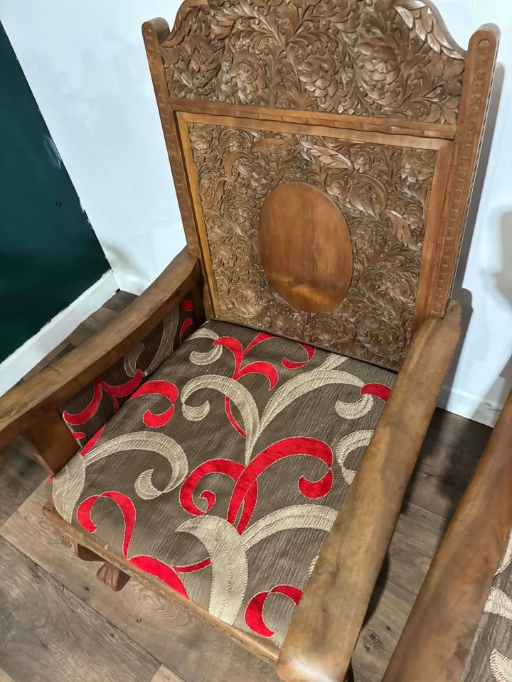 Kashmir Decoratively Carved Armchairsc