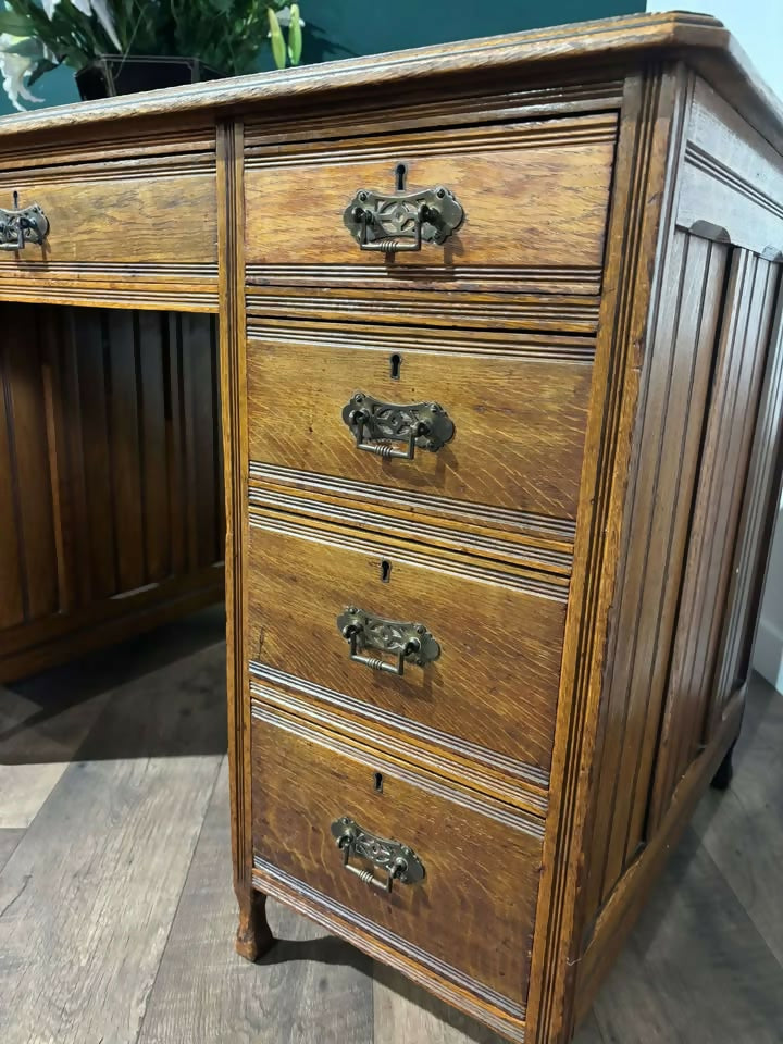 Victorian Oak Twin Pedestal Desk2