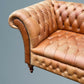 English Fully Buttoned Leather Chesterfield Sofa