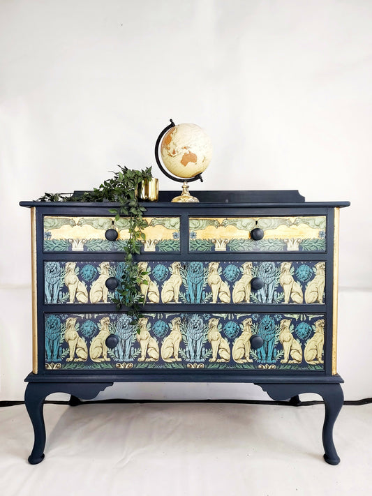 Stunning decorated chest of drawers - gothic creatures design