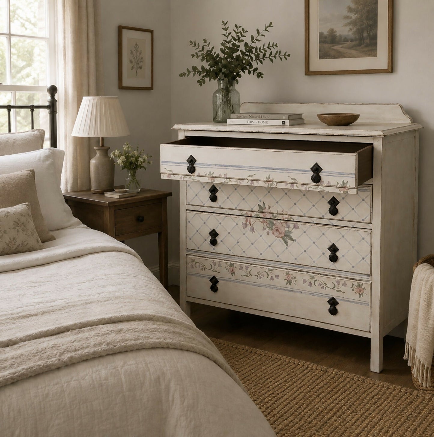 Beautiful vintage chest of drawers in Old English White