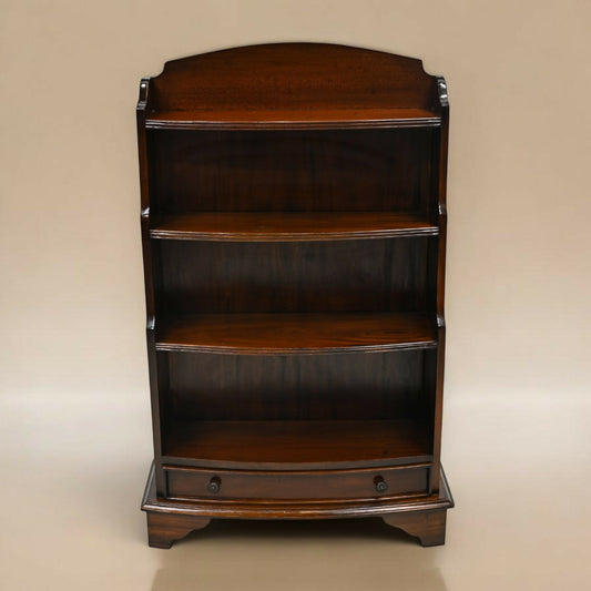 Mahogany Waterfall Bookcase 1 Drawer 4 Shelves Vintage Repro FREE UK Delivery*