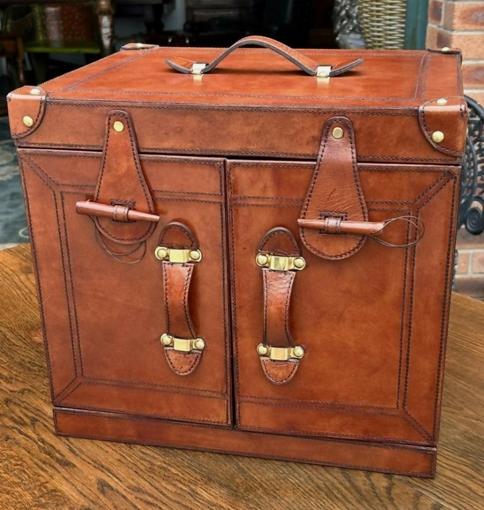 Quality Hand Crafted Vintage Style Leather Campaign Portable Drinks Picnic Bar