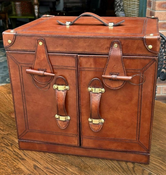 Quality Hand Crafted Vintage Style Leather Campaign Portable Drinks Picnic Bar