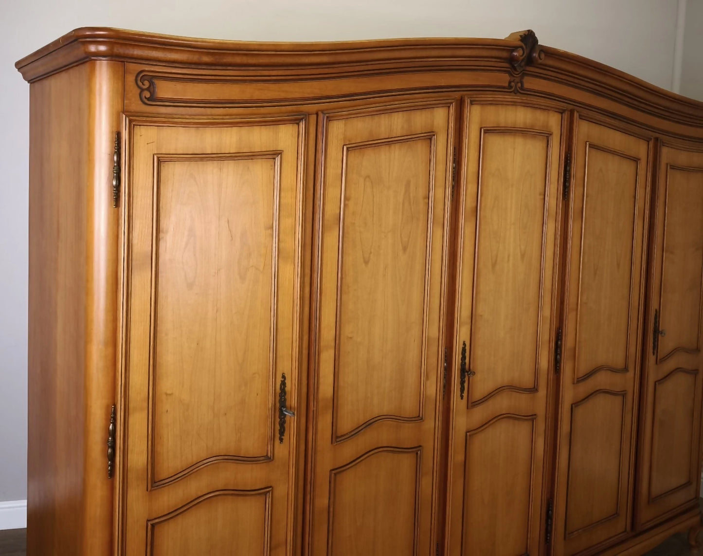 Wardrobe Vintage French Louis XVI Style Five Door Carved Armoire LOT 4990