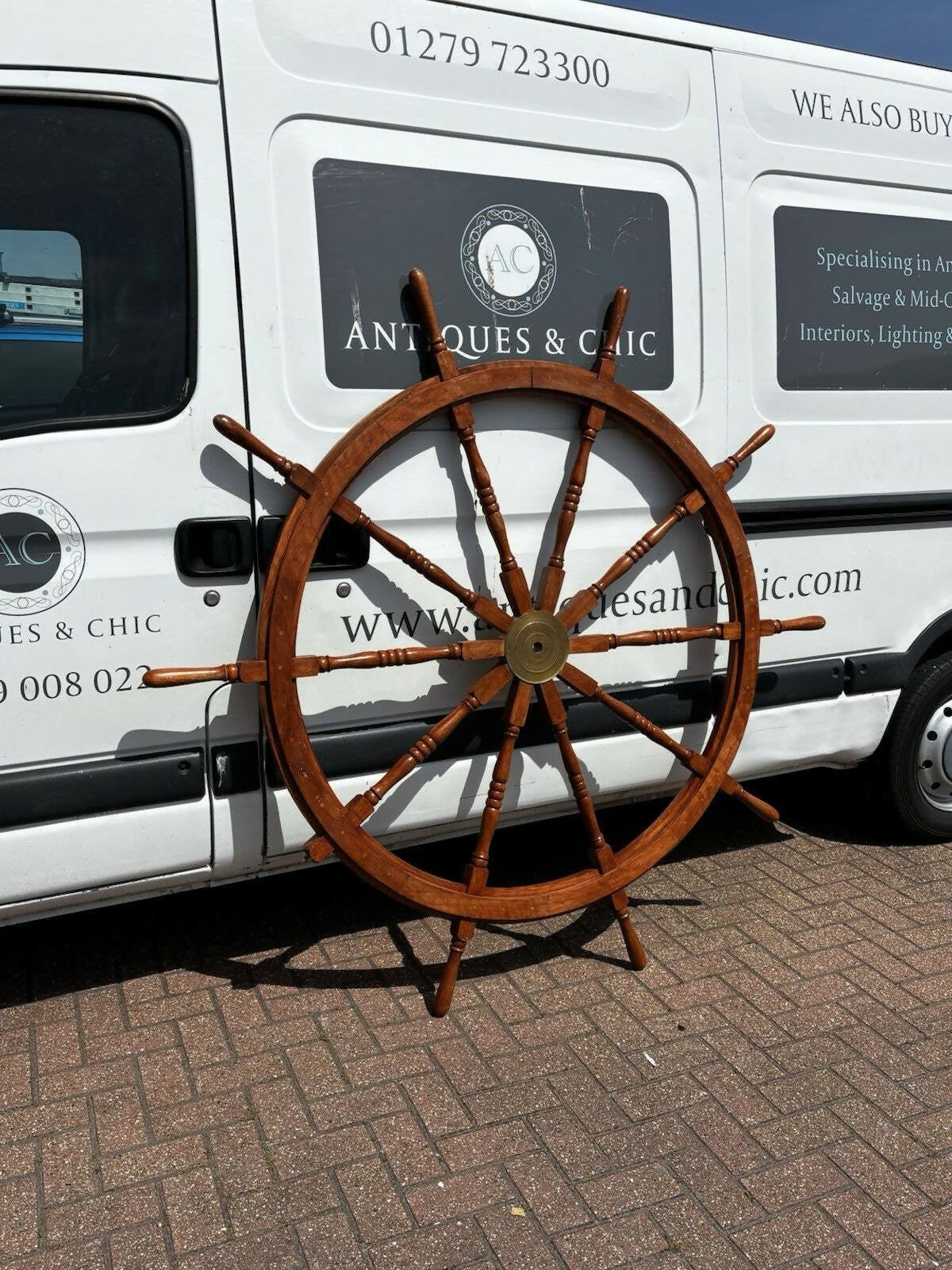 Huge Wooden Vintage Ships Wheel. 174 Cms Diameter.