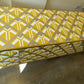 Mid century Upcycled Sideboard: Geometric Yellow Gold Print TV Unit Commission Piece.