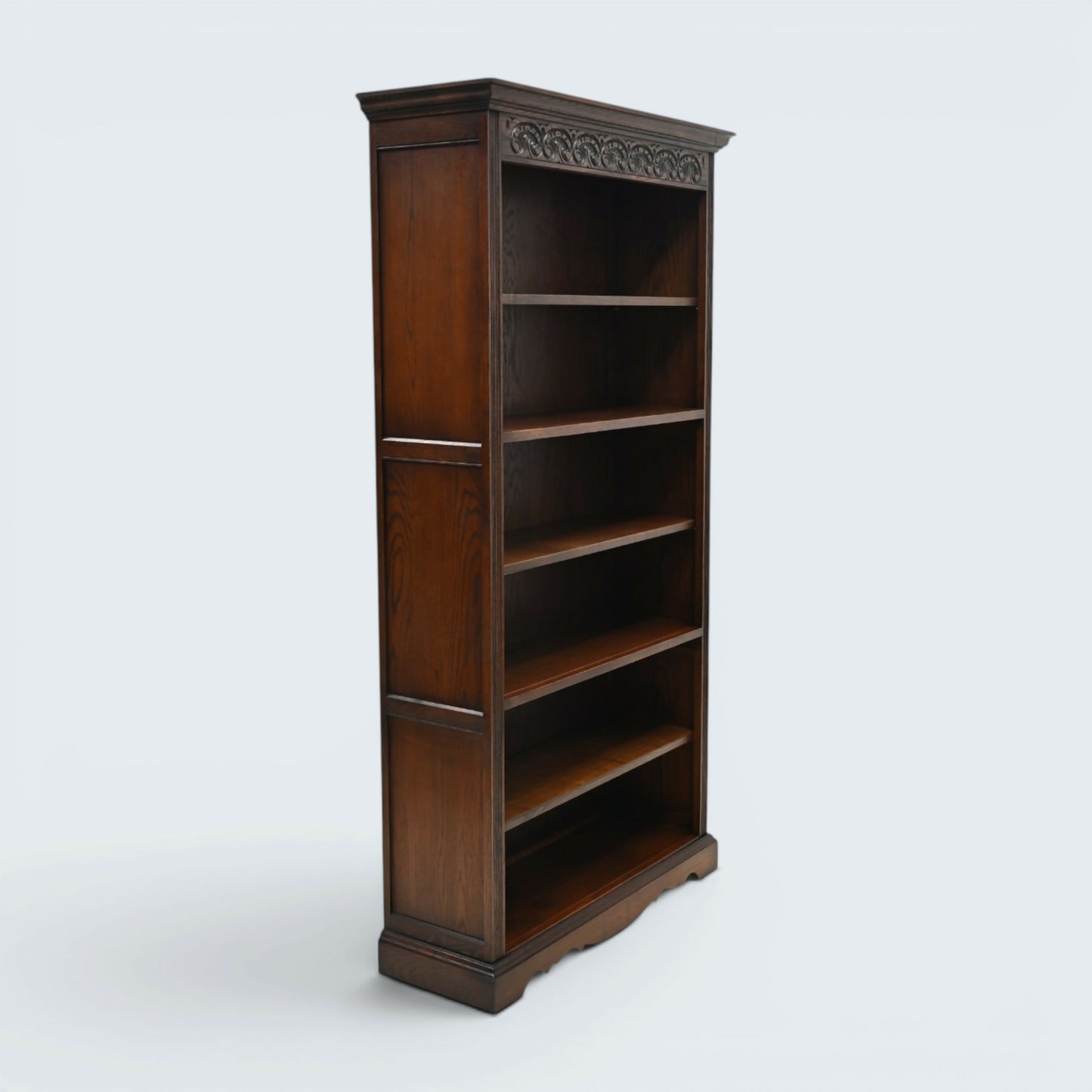 Old Charm Tall Bookcase Finish 5 Shelves Tudor Brown Carvings FREE UK Delivery*