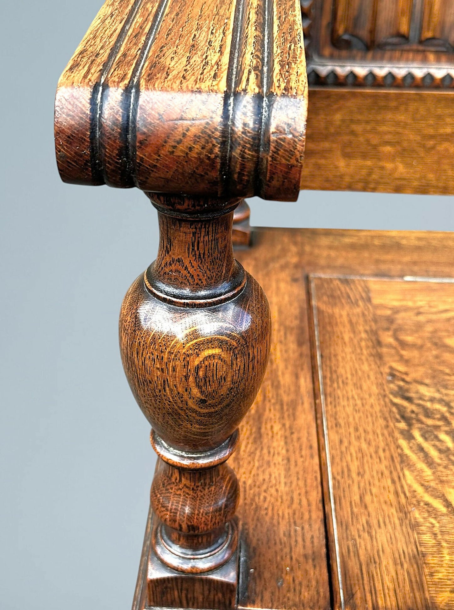 Antique Golden Oak Monks Bench