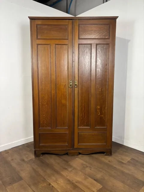 Edwardian Oak Double Wardrobe