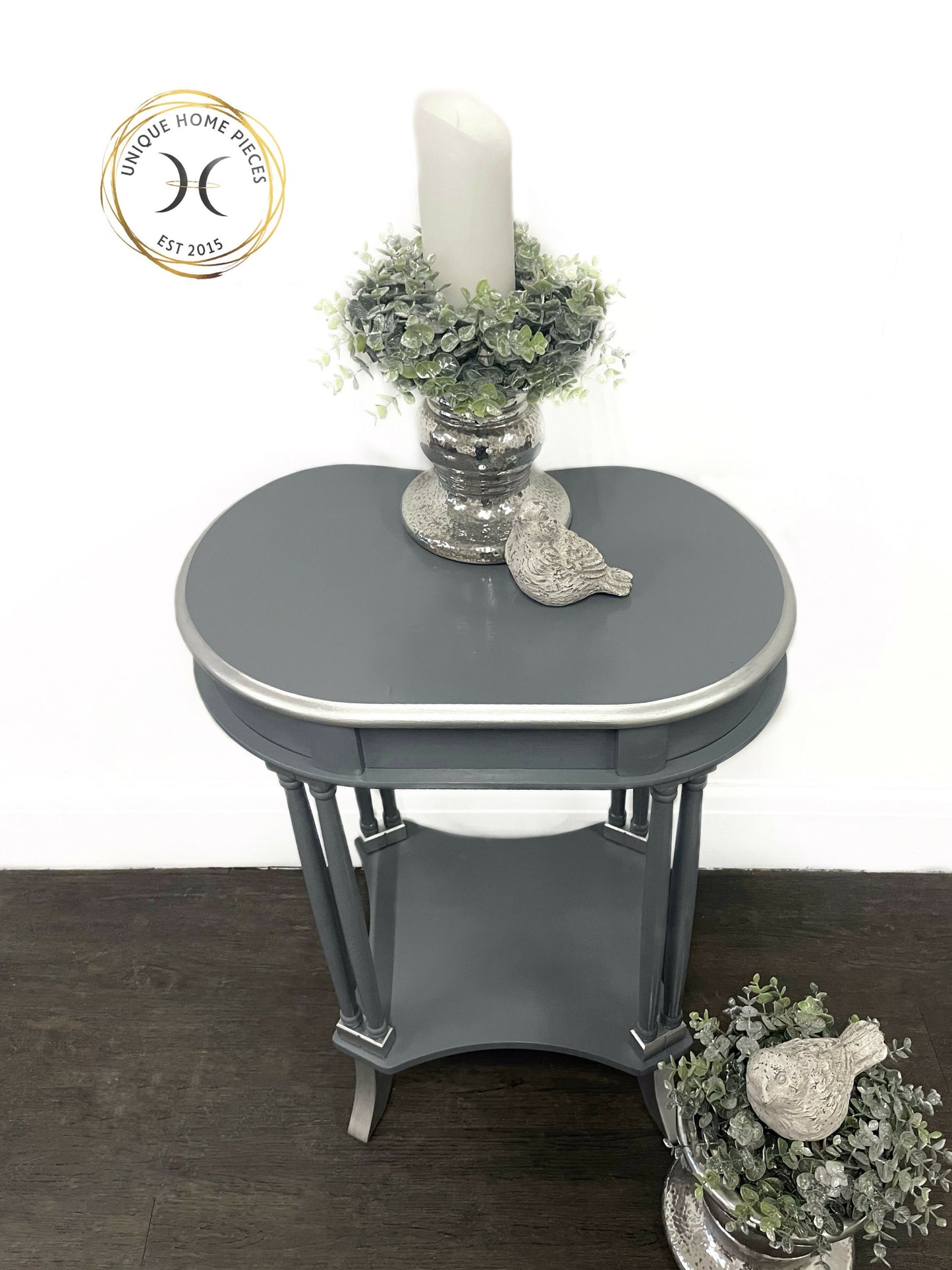 Grey And Silver Side Table