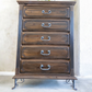 Vintage carved solid wood handmade chest of drawers