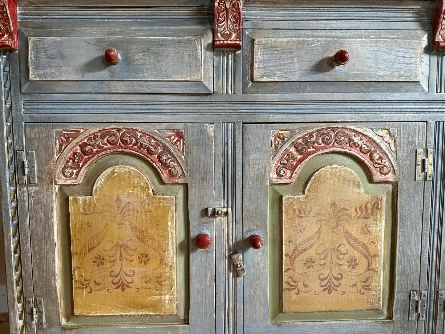 Blue hand painted vintage Sideboard /indian Sideboard