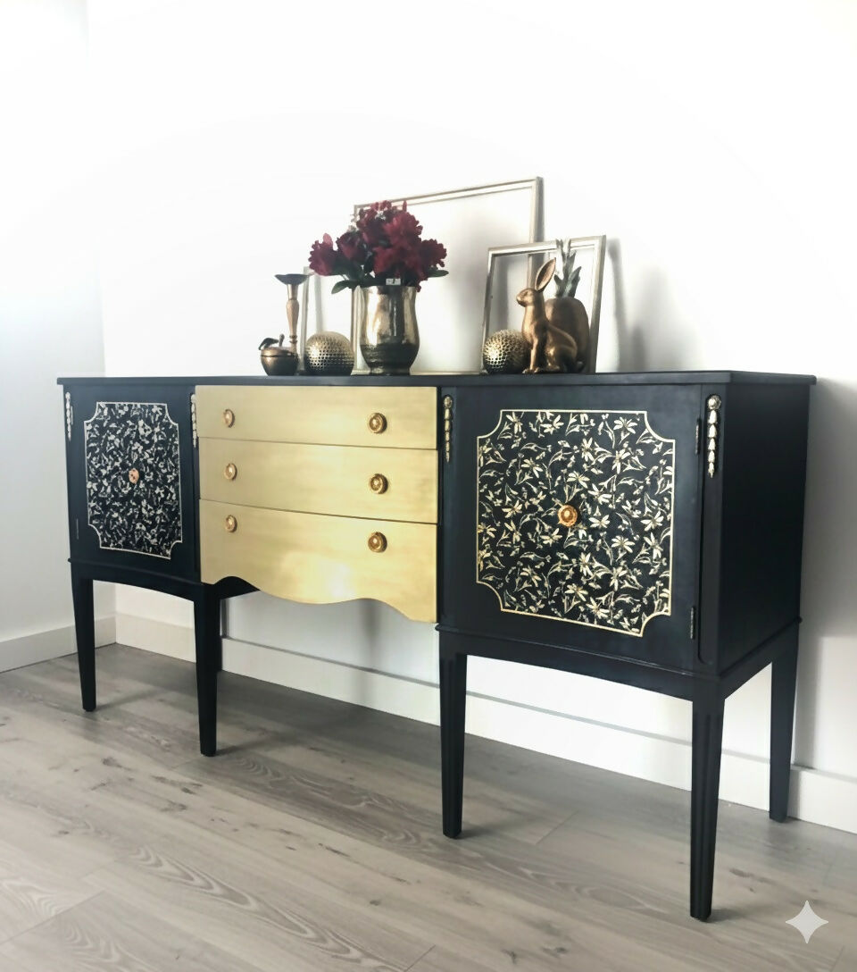 Strongbow sideboard in black and vintage gold
