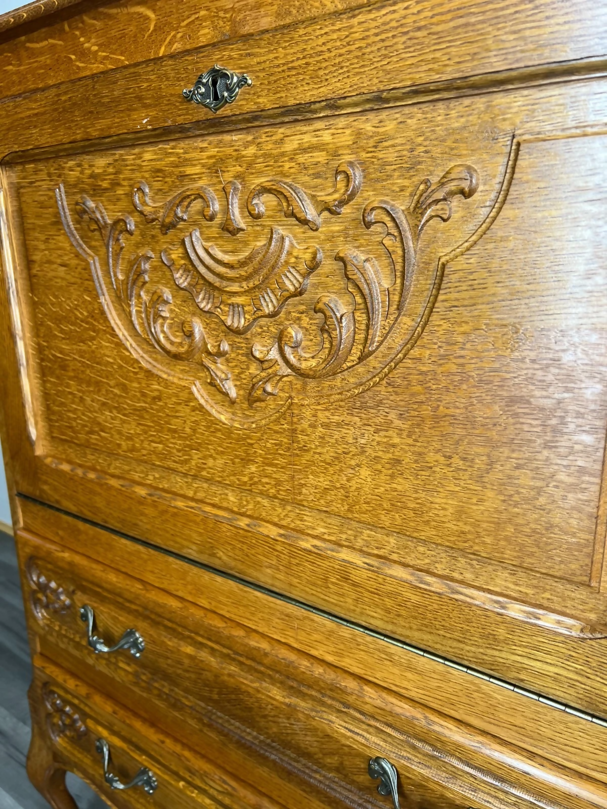 Cabinet Vintage French Louis XIV Style Drop Front Cupboard Sideboard LOT 2646