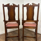 Pair Of Vintage Oak Armchairs With Pink Upholstered Seats & Backs