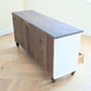Solid pine rustic off white taupe chest of drawers merchant low boy sideboard