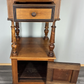 Bedside Table Antique French Style Marble Top Walnut Cupboard Cabinet LOT 4043