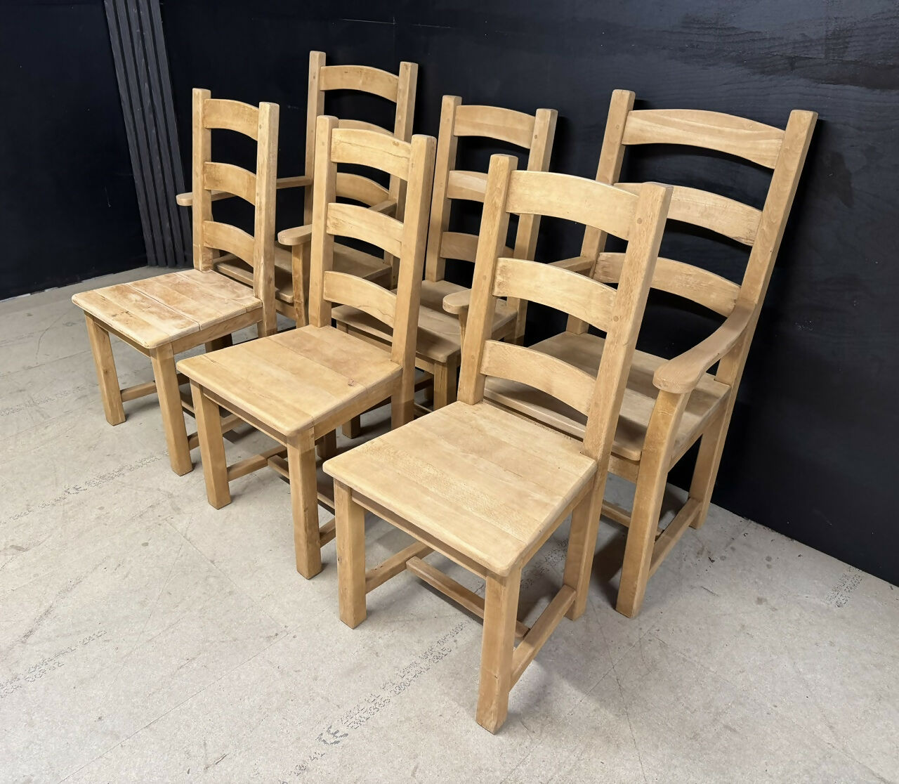 Set 6 Bleached Oak Farmhouse Dining Chairs