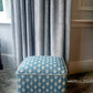 Footstool Pouffe Ottoman square on 4 feet Reupholstered in a High End Belgium Linen