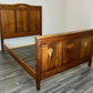 Bed Antique French Style Oak Double Bed Frame Carved Headboard LOT 2293