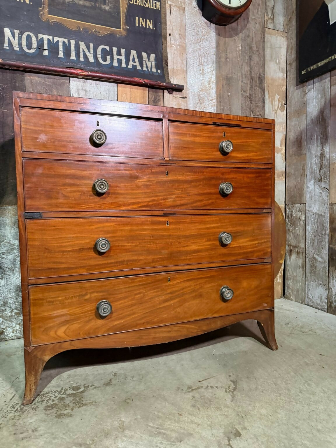 Antique Edwardian Mahogany Two over Three Chest of Drawers, c1900
