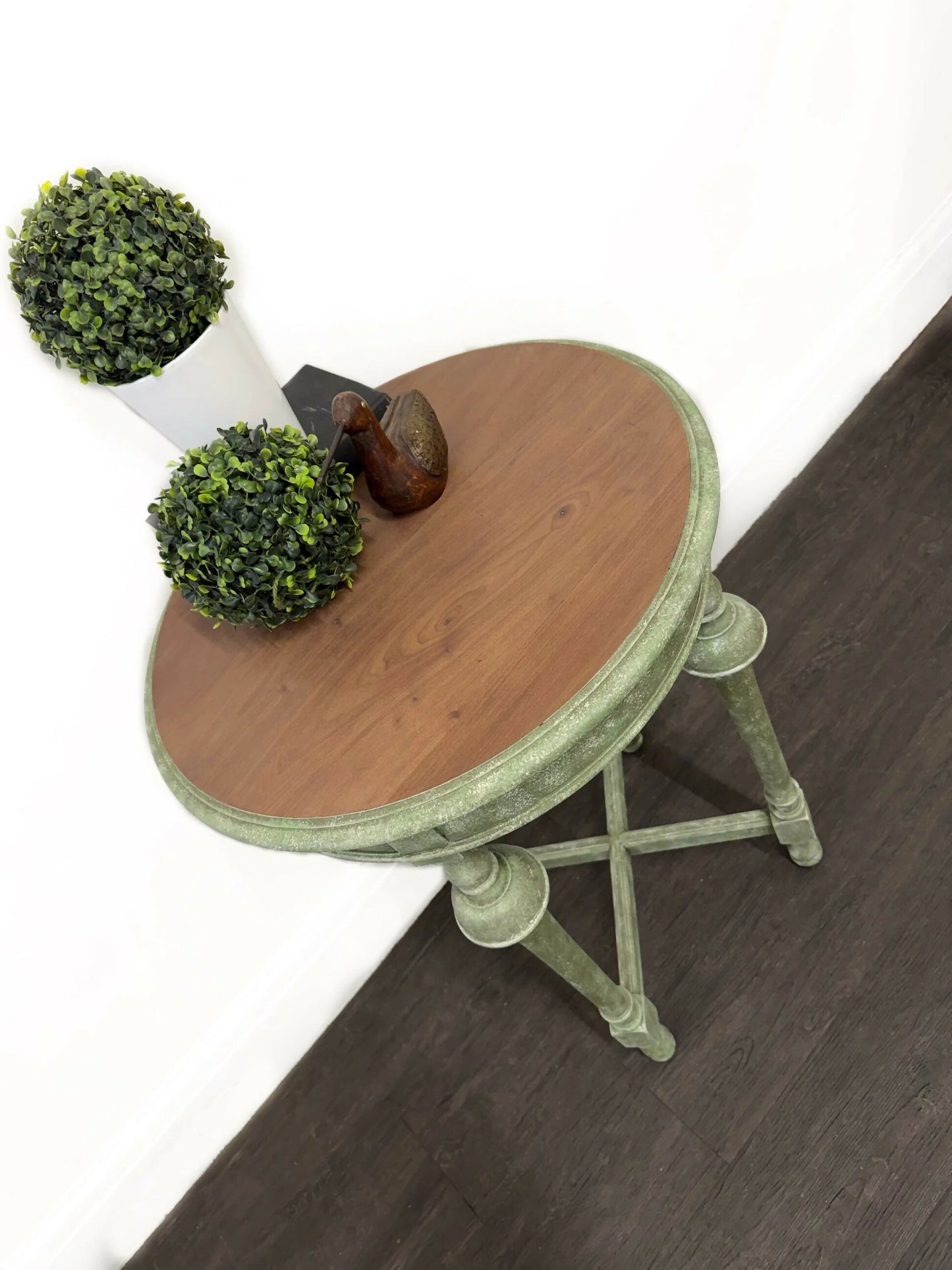 Round Green Stone Effect Occasional Side Table