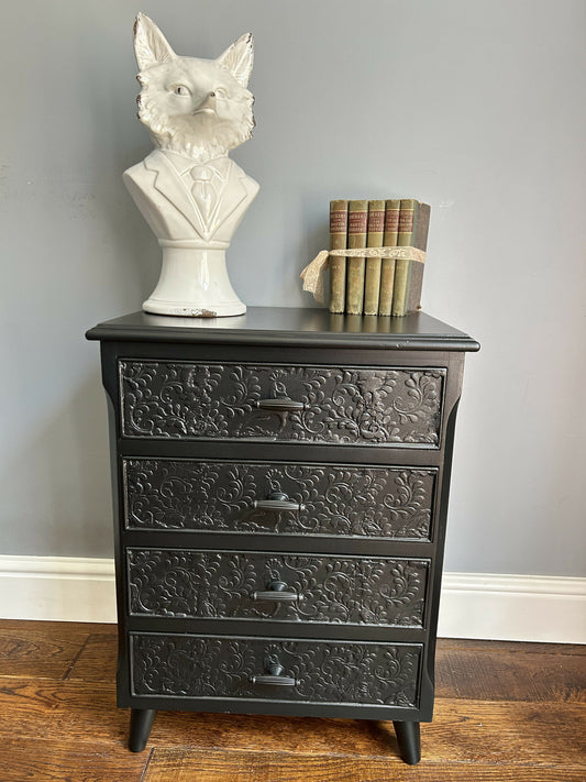 Elegantly restyled Black small occasional chest of drawers