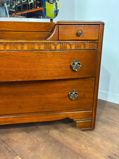 Vintage Oak Lebus Dressing Table with Mirror