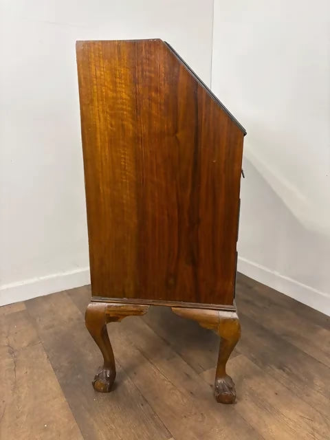 Vintage Walnut Veneered Bureau with Ball & Claw Feet