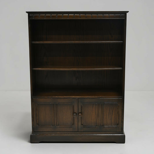 Ercol Wide Medium Bookcase 3 Shelves Cupboard Dark Finish FREE UK Delivery*