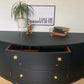 Bow Fronted Black & Gold Mahogany Sideboard