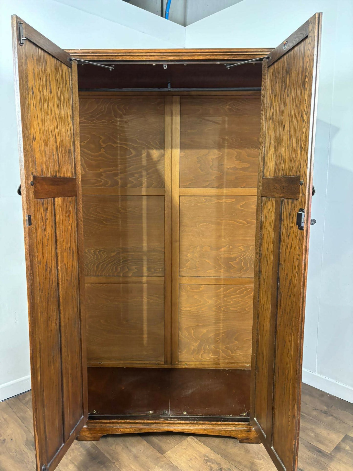 Vintage Oak Priory Style Double Wardrobe