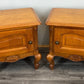 Pair of Bedside Tables Vintage French Louis Oak Nightstands Cabinets LOT 3518