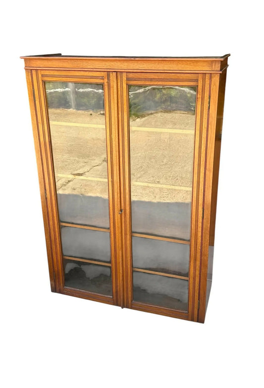 Vintage Victorian Mahogany Library Bookcase Display Cabinet