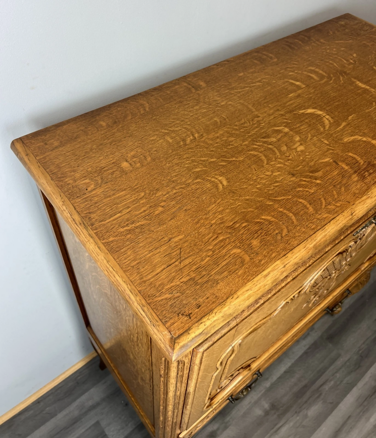 Cabinet Vintage French Louis XVI Oak Cupboard Carved Nightstand LOT 24347
