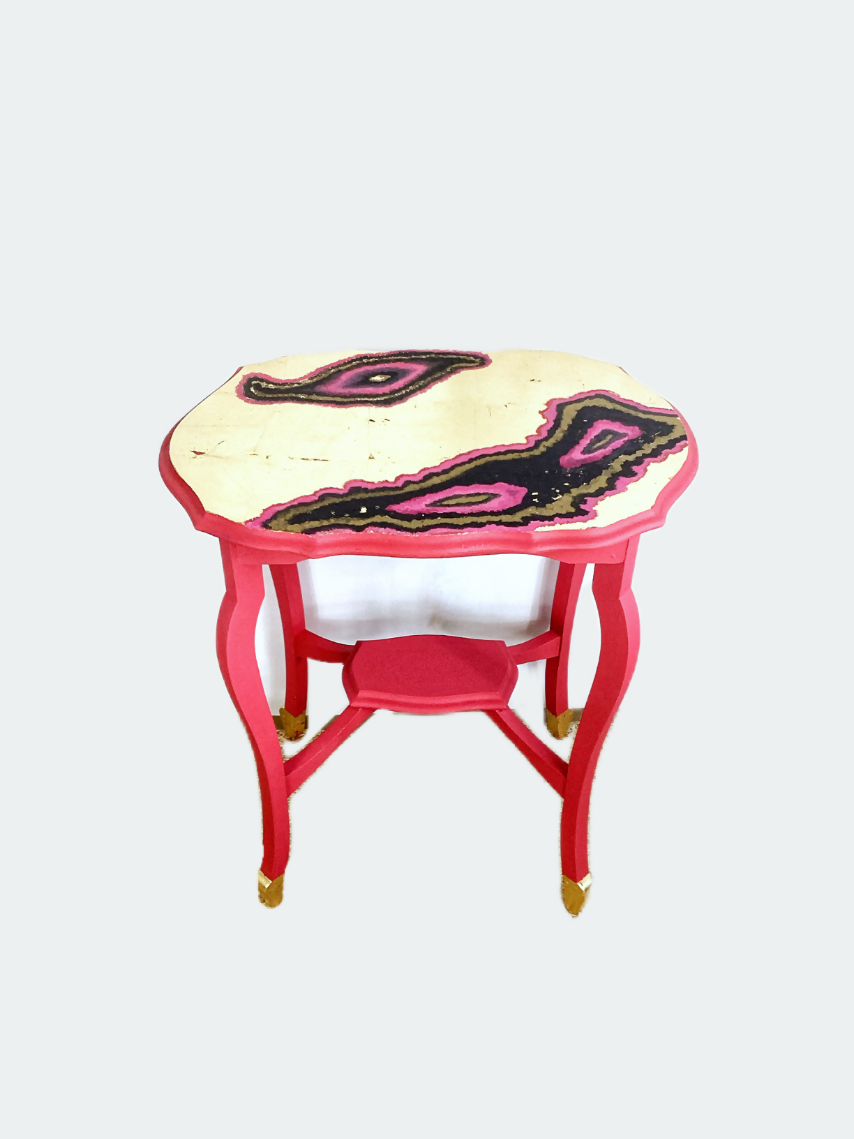 Unique And Beautiful Gold And Pink Side Table