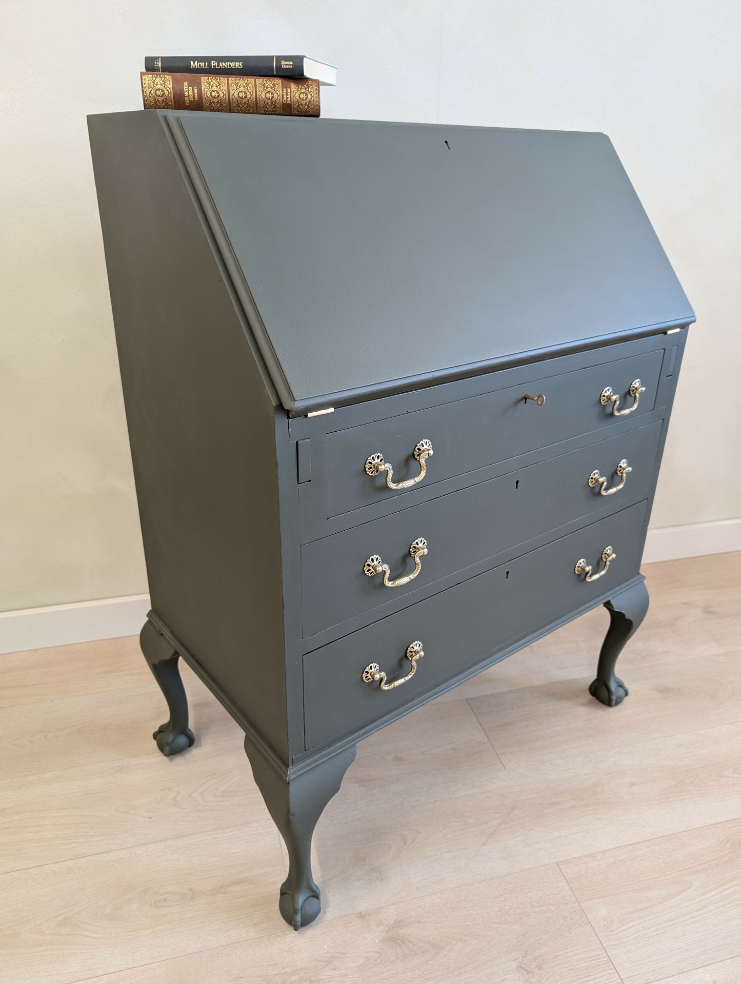 Vintage Writing Bureau in a Deep Earthy Green