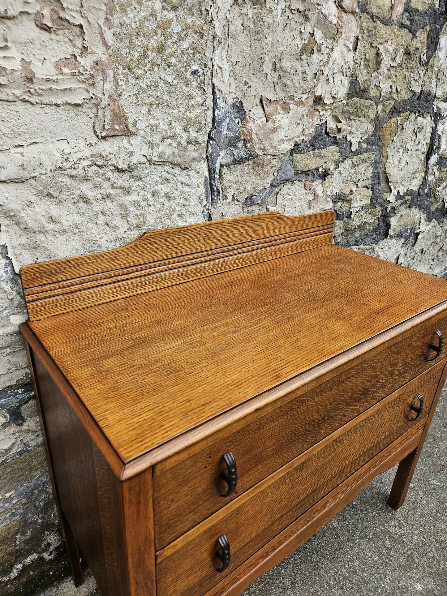 Vintage Chest Of Drawers Oak Two Drawer Cabinet