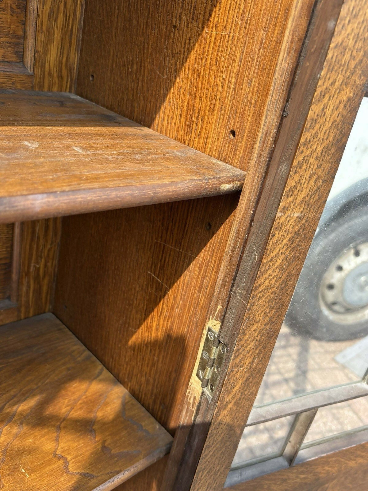 Vintage Edwardian Oak Bookcase , Adjustable Shelves, With Key & Working Lock.