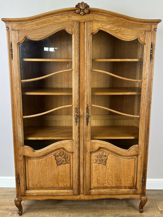 Bookcase Vintage French Louis XVI Oak Display Cabinet Carved Sideboard LOT 6346