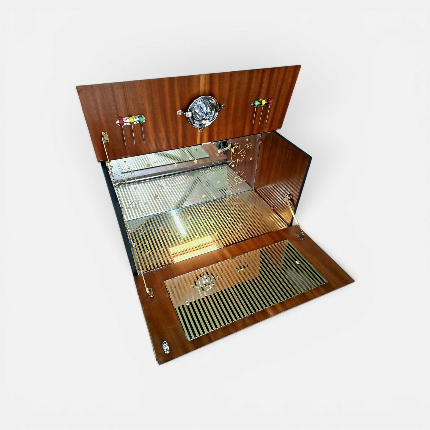 Vintage Art Deco Walnut Cocktail Cabinet | Mid Century Drinks Bar Cupboard