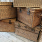 Original large French linen wicker baskets