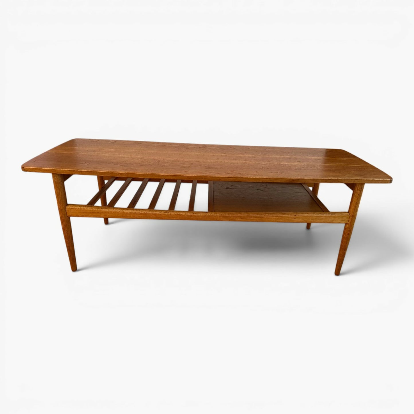 Mid Century Teak Coffee Table With Under Tier Shelf