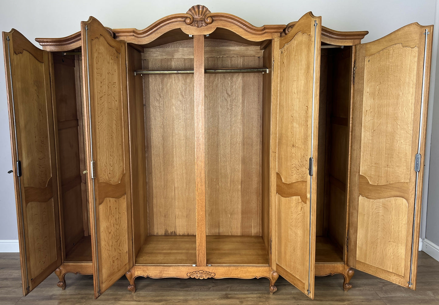 Wardrobe Vintage French Louis XVI Style Oak Four Door Carved Armoire LOT 6400