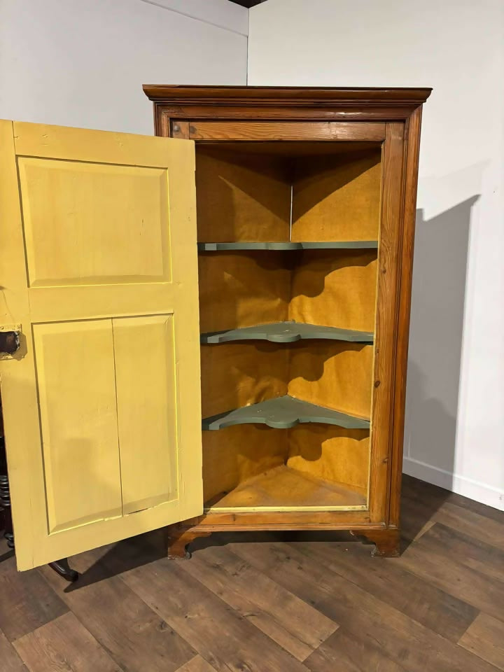 Victorian Stripped Pine Floor Standing Corner Cupboard c.1880