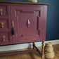 Refinished Jacobean Revival Solid Oak Sideboard, Burgundy Red Painted Buffet, Winchester Fusion Mineral Paint