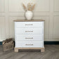 White Bedroom Furniture Set – Hand Painted Solid Wood Chest of Drawers & Bedside Tables – Vintage Matching Bedroom Set UK