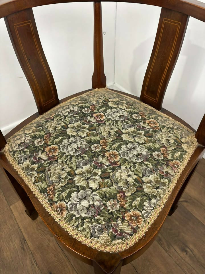Edwardian Inlaid Mahogany Corner Chair